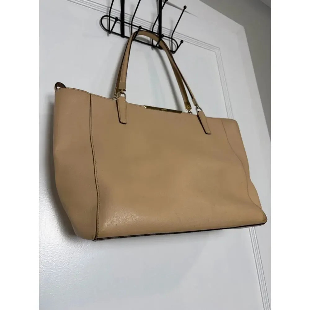 Coach Madison Tan Beige Leather Zip Top Tote Bag 29002